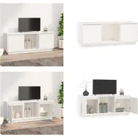 vidaXL Armoire TV Blanc 110,5x35x44 cm Pin massif - Armoire TV - Meubles TV - Support TV