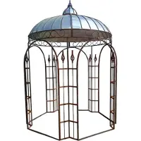 Casa Padrino Pavillon Ø 220 x H. 330 cm - différentes couleurs - Pavillon de jardin en fer forgé avec toit en tôle galvanisée