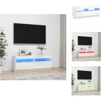 vidaXL Armoire TV avec lampes LED Blanc brillant 100x35x40 cm - Meuble TV