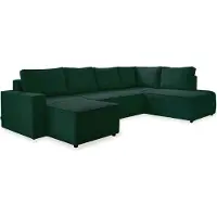 Miuform Brave Dave - Canapé d'angle avec fonction lit et coffre de lit U-FORM DROITE - 322x194cm - Vert bouteille - Canapé Canapé-lit