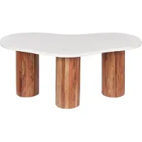 Beliani Table basse en marbre blanc Pieds en bois d'acacia 90 x 45 x 35 cm Forme ovale du plateau Salon Moderne minimaliste