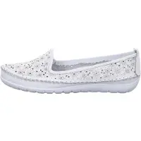 Gemini Mules pour femmes en cuir avec fleurs et motif ajouré, style sportif 382631-01, taille : 38 EU, couleur : blanc