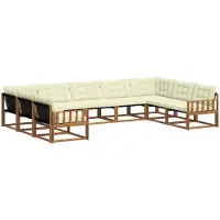 vidaXL Ensemble de salon de jardin 9 pièces, couleurs naturelles et crème