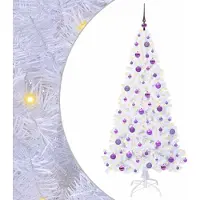 Syfax Sapin de Noël artificiel avec 300 LED Blanc 180 cm PVC et Acier
