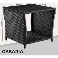B2X Table d'appoint de jardin en polyrotin, noir, 45 x 45 x 40 cm, plateau en WPC