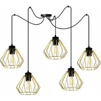 Light11 HOME Light-Home Spider Santos Lampe à suspendre - Plafonnier industriel - Suspension en métal - 5-flamme, noir et or