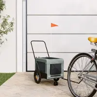 Prolenta Maison Exclusive - Remorque pour vélo, pour chiens, gris et noir. Fabriquée en Oxford et en fer