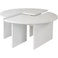 Syfax Table Basse Ronde MOIRA, Blanc Naturel, 90 x 90 x 41 cm, Aggloméré Revêtu Mélaminé