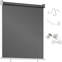 Fiqops Faziango Store vertical 140 x 240 cm Store de balcon Gris foncé Protection UV Protection solaire Protection visuelle Imperméable Résistant aux intempéries Balcon Terrasse