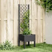 Prolenta Maison Exclusive - Bac à plantes avec treillis noir 40x40x142 cm PP