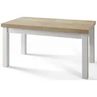 Alpi Möbel Table de salle à manger rectangulaire classique, table extensible, dimensions : 120-160 x 80 x 78 cm, table de salon, couleur : Halifax, avec pieds en bois de couleur blanche