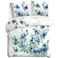 Darymex Linge de lit, linge de lit en satin de coton, haute qualité, Satynlove 180x200 12420 Fleurs bleues