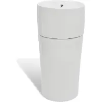 Syfax Vasque à trou de trop-plein/robinet céramique Blanc pour salle de bain
