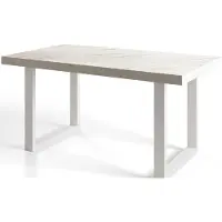 Alpi Möbel Table de salle à manger industrielle LOFT-U, dimensions : 140 x 80 x 77 cm, table de salon couleur : marbre, avec pieds en métal de couleur blanche