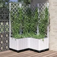 Prolenta Maison Exclusive - Bac à plantes avec treillis blanc 80 x 80 x 136 cm PP