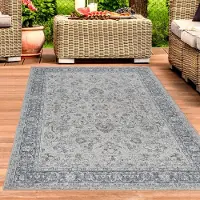 Carpetia Tapis design Vintage motif ornemental pour intérieur et extérieur gris Taille - 80 x 300 cm