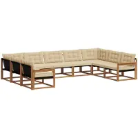vidaXL Ensemble de salon de jardin 9 pièces, couleurs naturelles et beige