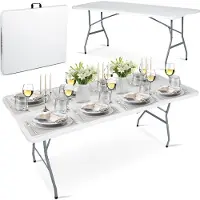 B2X Table de jardin pliante Plonos blanche 180 cm