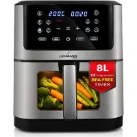 Lehmann Friteuse sans Huile XXL 8L, Air Fryer - 8 Programmes, Écran Tactile, Tiroir avec fenêtre de visualisation, 1800W