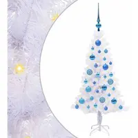 Syfax Sapin de Noël artificiel avec 150 LED Blanc 120 cm PVC et Acier