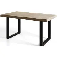 Alpi Möbel Table de salle à manger industrielle LOFT-U, dimensions : 140 x 80 x 77 cm, table de salon couleur : Sonoma, avec pieds en métal de couleur noire