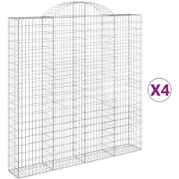 vidaXL Gabions avec arc surélevé 4 pcs. 200x30x200/220cm Fer galvanisé