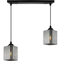 Light11 HOME Suspension Riffle noire – suspension à 2 ampoules avec cubes graphite E27