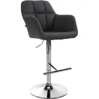CLP Tabouret de bar Natoma Tissu, Couleur:noir, Matériau du piètement:Métal aspect chrome