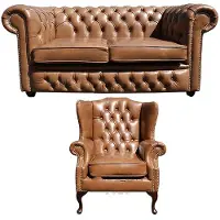 AEA Ensemble De Canapés Chesterfield Cuir synthétique Chesterfield Set Complet Canapé