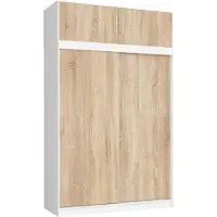 Akord Armoire Coulissante Avec Extension Mono Blanc/Chêne Sonoma 150X60X245