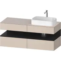Duravit Collection One Meuble sous-vasque sur console, 2 tiroirs, découpe à droite, 1400x550x600mm, crédence en chêne noir, QA4766016830010