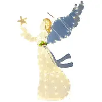 Coast Ange de Noël illuminé de 152 cm - 3D avec étoile, ailes et lumières LED - Pour l'intérieur et l'extérieur - blanc chaud