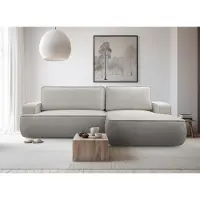 AX Living Canapé Ablia forme L avec fonction sommeil gris clair largeur 267 cm D