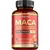 Buporai Maca Extra Strength 7 en 1 (120 gélules) Complément alimentaire, énergie, endurance, force, humeur, équilibre hormonal, santé masculine, testostérone