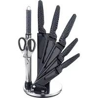 Michelino Set de 8 couteaux professionnels Bloc à couteaux très haute qualité auto-affûtageCouteaux Set de couteaux de cuisine Carbon