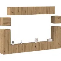 vidaXL 8 pcs. Ensemble d'armoires TV à montage mural Chêne Artisan Matériau dérivé du bois