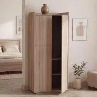 Mendler Armoire HWC-P44, armoire à vêtements, 2 portes à ouverture par pression, MDF, 184 x 80 x 40 cm ~ aspect chêne Sonoma