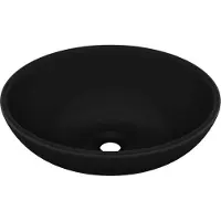 Syfax Lavabo ovale de luxe Noir mat 40x33 cm Céramique