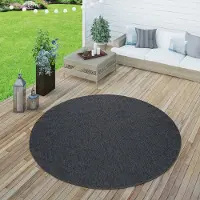 Paco Home Tapis d'extérieur résistant aux intempéries Jardin & terrasse tissé à plat Uni aspect sisal robuste Taille Ø 160 cm Rond
