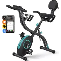Merach Vélo d’appartement 4 en 1 Pliable , 16 Niveaux de Résistance Magnétique, Avec capteur de fréquence cardiaque, Compatible Kinomap & Zwift, Noir