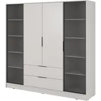 Bettso Armoire moderne en verre LYKE pour le salon Beige avec LED