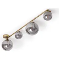 LEDKIA Plafonnier Métal Et Verre Moonlight Brass 4 Spots Gris Fumée
