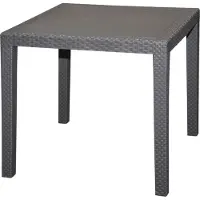 Spetebo Table de jardin anthracite - environ 79 x 79 cm - Table de jardin en plastique avec aspect rotin tressé