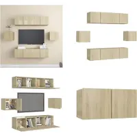 vidaXL 6 pcs. Armoire TV Sonoma chêne bois composite - Ensemble d'armoires TV - Ensembles d'armoires TV - Ensembles d'armoires TV suspendues