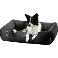 BedDog Lit pour chien LUPI, canapé pour chien, coussin lavable, THE-ROCK (noir/gris), (XL) env. 100 x 85 x 23 cm