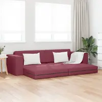 vidaXL Canapé-lit Futon 2 en 1 Bourgogne rouge 245x150x60.5 cm Tissu, Canapés-lits DesignMeubles Nouveau