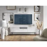 Piaski Meuble TV bas Nova 154 cm, blanc, 2 portes, MDF