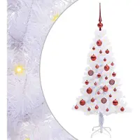 Syfax Sapin de Noël artificiel avec 150 LED Blanc 120 cm PVC et Acier