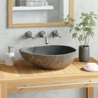Syfax Lavabo en pierre de rivière Ovale (37-46)x(29-36) cm