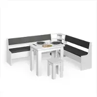 Livinity Groupe de banquettes d'angle Tiberio Blanc 210x180cm avec table, Model 58917